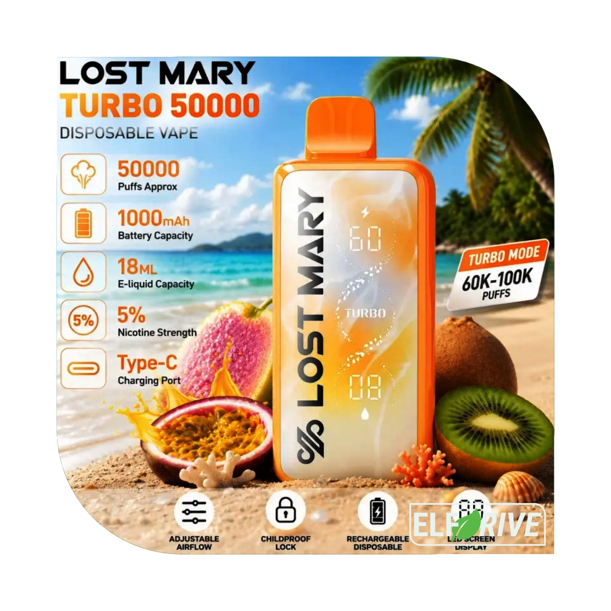 LOST MARY MT50000 TURBO BLACKBERRY RASPBERRY LIME 5%