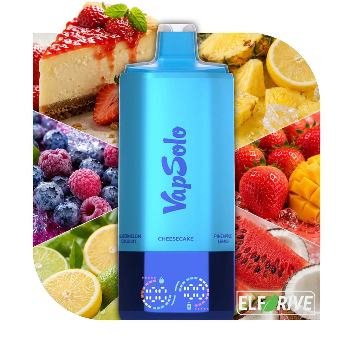 VAPSOLO SIXER 180K 6IN1 CHEESECAKE & PINEAPPLE LEMON & BLUEBERRY SOUR RASPBERRY & STRAWBERRY MANGO & LEMON LIME & WATERMELON COCONUT 5%