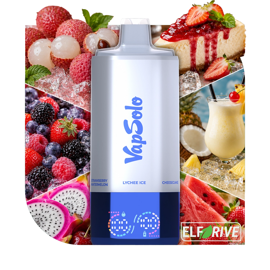 VAPSOLO SIXER 180K 6IN1 LYCHEE ICE & CHEESECAKE & PINA COLADA & MIXED BERRY & DRAGONFRUIT BANANA CHERRY & STRAWBERRY WATERMELON 5%